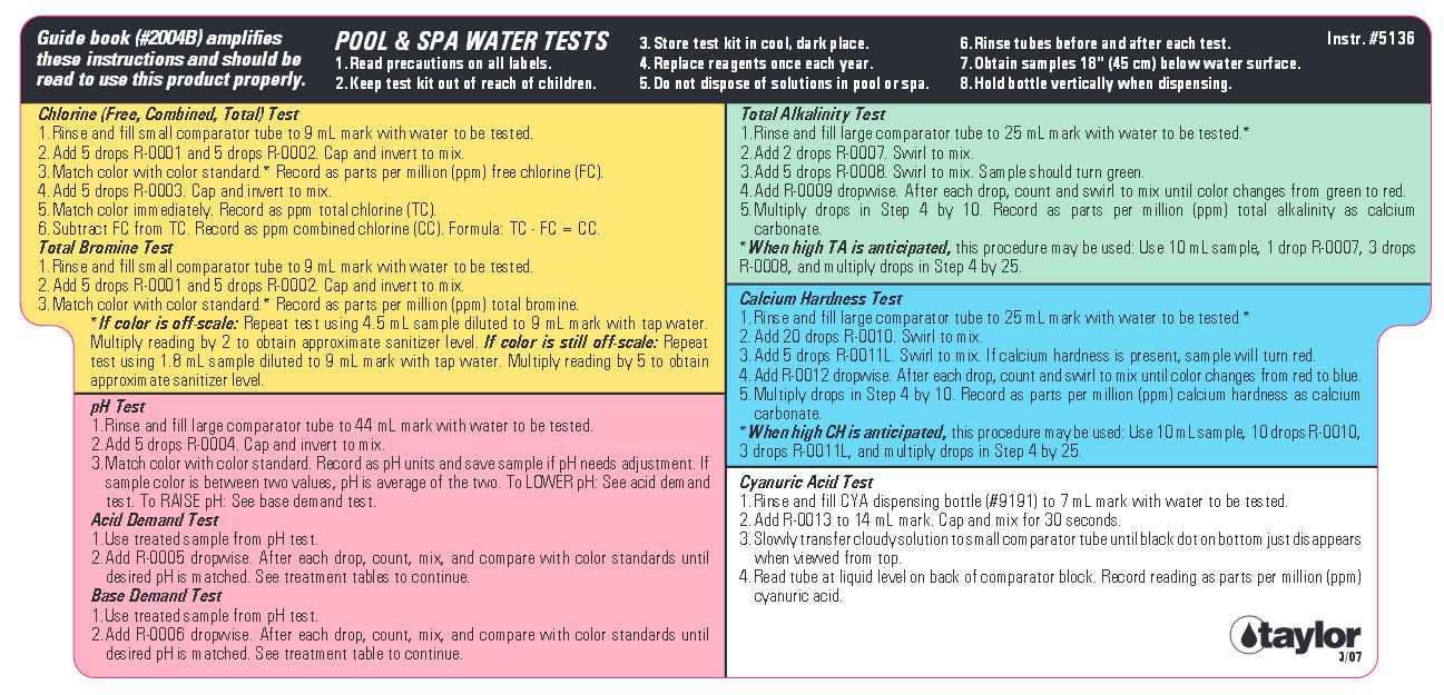 Taylor Pool Water Test Kit Instructions - Mercadoucv